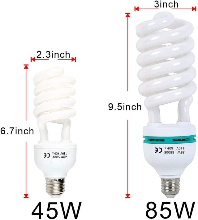 Alt view image 10 of 14 - 2 x 85W Light Bulb 5500K CFL Daylight Spiral Softbox Bulb in E27 Socket for Photography Photo Video Studio Lighting