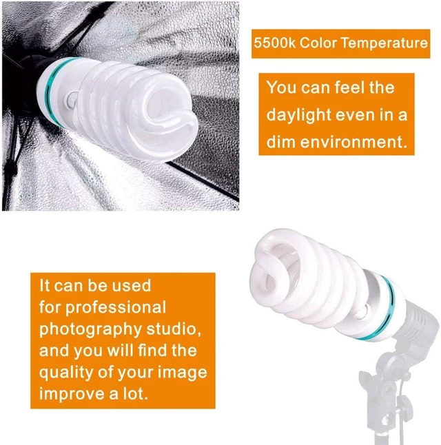 Alt view image 12 of 14 - 2 x 85W Light Bulb 5500K CFL Daylight Spiral Softbox Bulb in E27 Socket for Photography Photo Video Studio Lighting