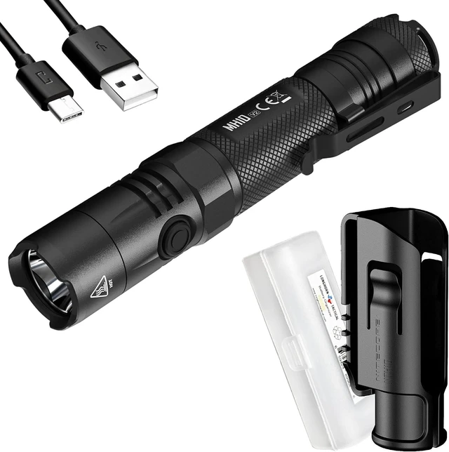 Alt view image 8 of 14 - Nitecore MH10 v2 Rechargeable Flashlight, 1200 Lumen LED USB-C Fast Charging Side Switch Compact for EDC Pocket Carry with LumenTac Organizer