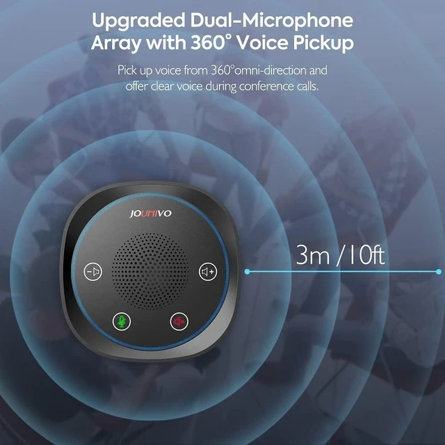 Alt view image 9 of 14 - USB Speakerphone, Omnidirectional Computer Speaker with Microphone,Plug and Plays Portable Speaker with Microphone for Holding Meetings Anywhere with Immersive Sound