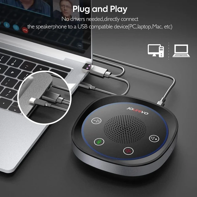 Alt view image 11 of 14 - USB Speakerphone, Omnidirectional Computer Speaker with Microphone,Plug and Plays Portable Speaker with Microphone for Holding Meetings Anywhere with Immersive Sound