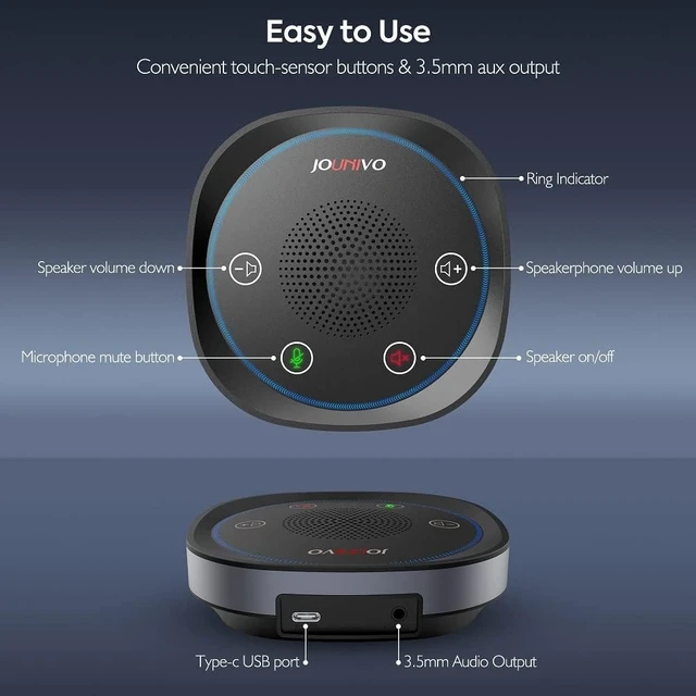 Alt view image 10 of 14 - USB Speakerphone, Omnidirectional Computer Speaker with Microphone,Plug and Plays Portable Speaker with Microphone for Holding Meetings Anywhere with Immersive Sound