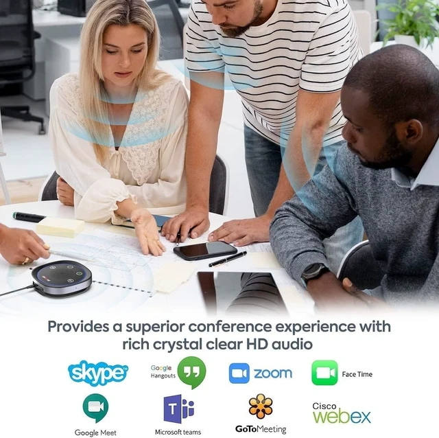 Alt view image 13 of 14 - USB Speakerphone, Omnidirectional Computer Speaker with Microphone,Plug and Plays Portable Speaker with Microphone for Holding Meetings Anywhere with Immersive Sound