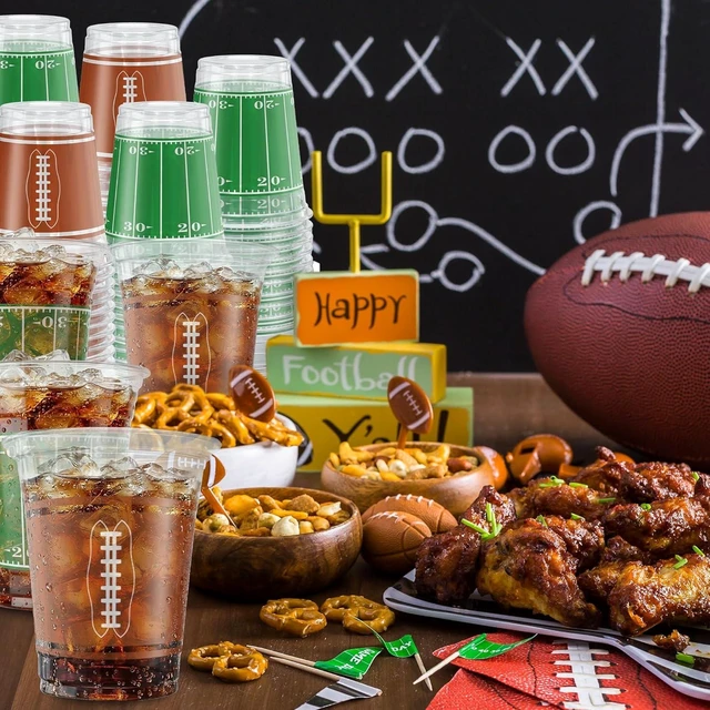 Alt view image 14 of 14 - ArtCreativity Football Party Cups - Set of 100 - Football Party Supplies - 16 Ounce Disposable Cups - 2 Designs for Football Party Decorations - Party Cup Set for Championship Game or Birthday