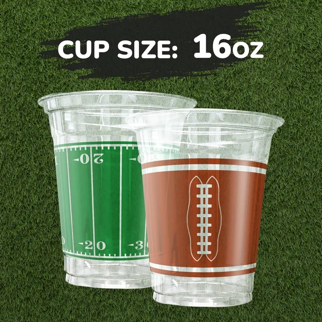 Alt view image 10 of 14 - ArtCreativity Football Party Cups - Set of 100 - Football Party Supplies - 16 Ounce Disposable Cups - 2 Designs for Football Party Decorations - Party Cup Set for Championship Game or Birthday