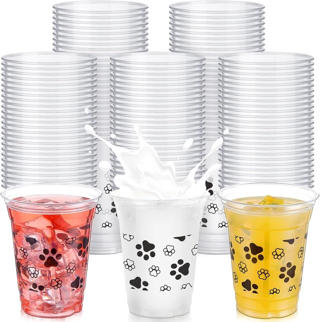 Alt view image 7 of 12 - SiliFine 50 Pcs Blue Dog Paw Print Plastic Cups Puppy Birthday Party Cups Bulk 12 oz Disposable Clear Birthday Decorations for Ice Coffee, Smoothie, Juice, Baby Shower Party Supplies