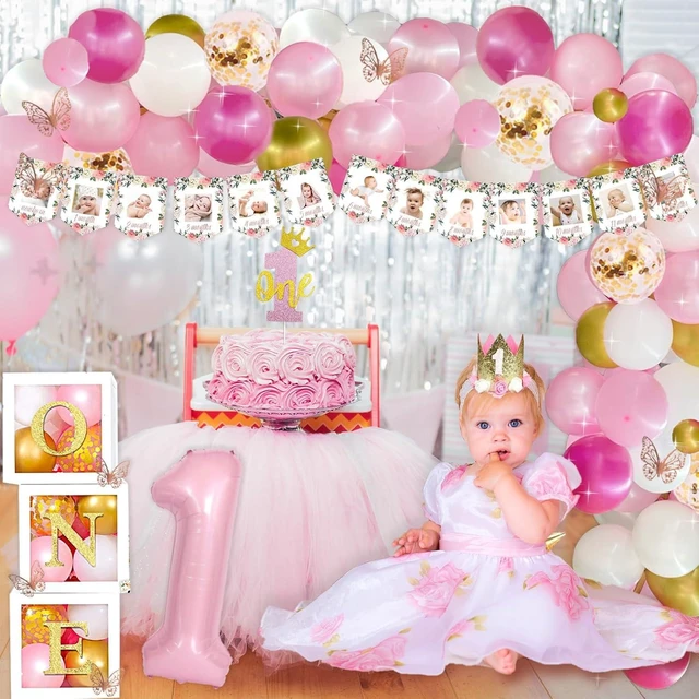 Alt view image 14 of 14 - 1st Birthday Decorations for Girl, Baby Girl First Birthday Supplies, Little Miss Onederful 1st Party Decorations, One Year Old Theme Party Supplies