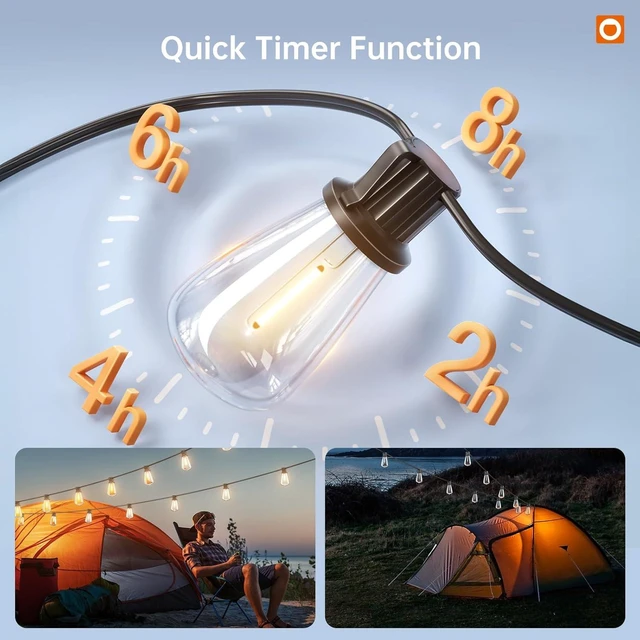 Alt view image 14 of 14 - addlon 78FT(72+6) Solar String Lights Outdoor, Waterproof Solar Powered Outside Lights with Remote & USB Port, ST38 LED Shatterproof Bulbs, Dimmable Solar Light for Camping Backyard Porch