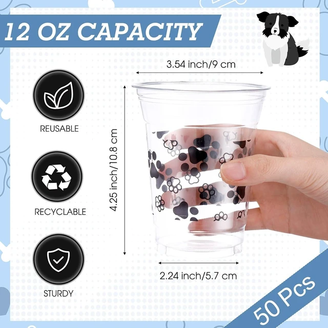 Alt view image 8 of 12 - SiliFine 50 Pcs Blue Dog Paw Print Plastic Cups Puppy Birthday Party Cups Bulk 12 oz Disposable Clear Birthday Decorations for Ice Coffee, Smoothie, Juice, Baby Shower Party Supplies