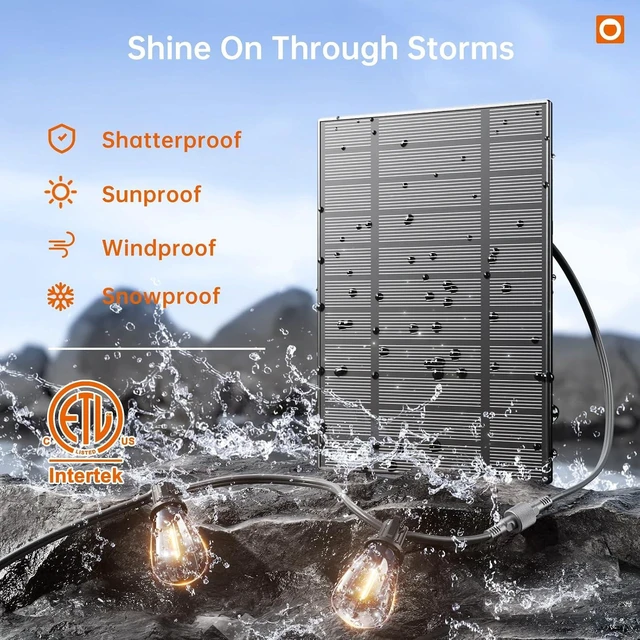 Alt view image 12 of 14 - addlon 78FT(72+6) Solar String Lights Outdoor, Waterproof Solar Powered Outside Lights with Remote & USB Port, ST38 LED Shatterproof Bulbs, Dimmable Solar Light for Camping Backyard Porch