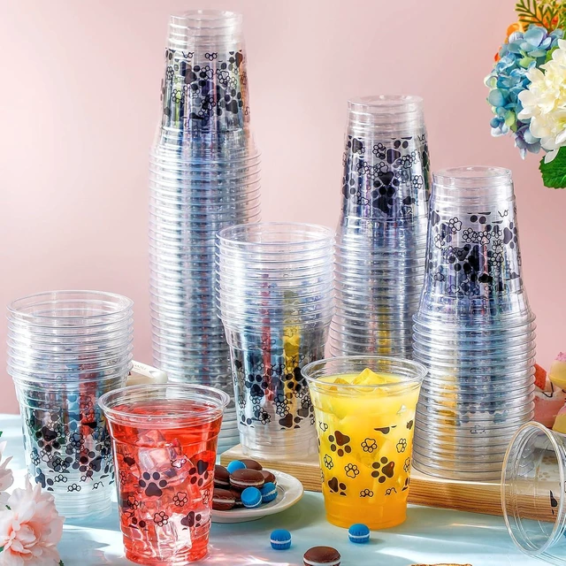 Alt view image 10 of 12 - SiliFine 50 Pcs Blue Dog Paw Print Plastic Cups Puppy Birthday Party Cups Bulk 12 oz Disposable Clear Birthday Decorations for Ice Coffee, Smoothie, Juice, Baby Shower Party Supplies
