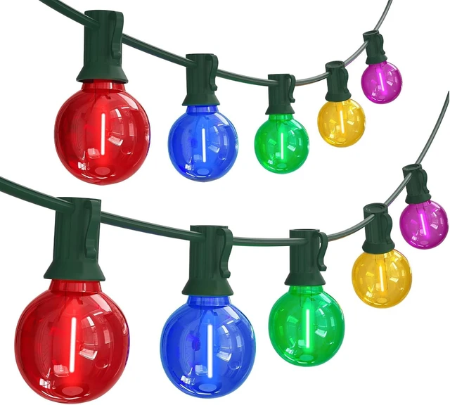 Alt view image 8 of 14 - SUNSGNE G40 LED Christmas Globe String Lights, 50FT Shatterproof Round Colored Christmas Lights with 27 LED Clear Multicolor Bulbs(2 Spare) for Patio Balcony Roofline Garden Decor