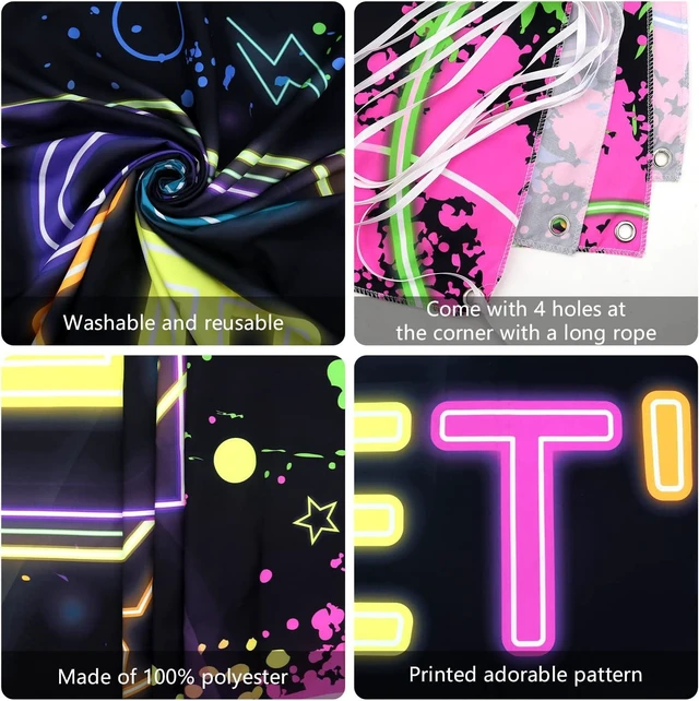 Alt view image 14 of 14 - Glow Neon Party Supplies - Glow in the Dark Birthday Let's Glow Backdrop Banner, Plates, Glow Sticks, Tablecloths, Cups, Napkins, Neon Balloons, for Blacklight Party Decorations Serves 20 (Set A)
