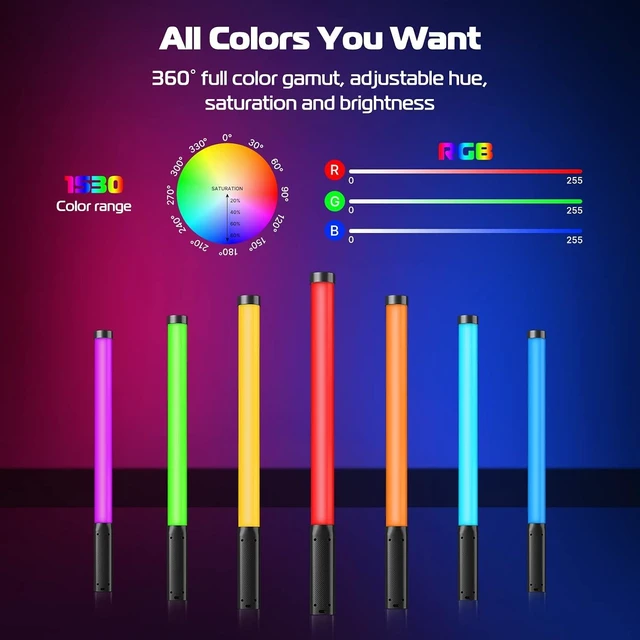 Alt view image 9 of 14 - Ulanzi VL119 RGB LED Light Wand, 360°RGB Video Wand Stick for Photography, 2600mAh Built-in Rechargable Cube Light 2500-9000K Dimmable Camera Light w LCD