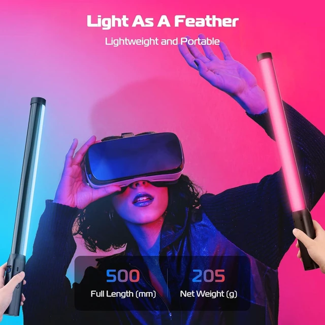 Alt view image 10 of 14 - Ulanzi VL119 RGB LED Light Wand, 360°RGB Video Wand Stick for Photography, 2600mAh Built-in Rechargable Cube Light 2500-9000K Dimmable Camera Light w LCD