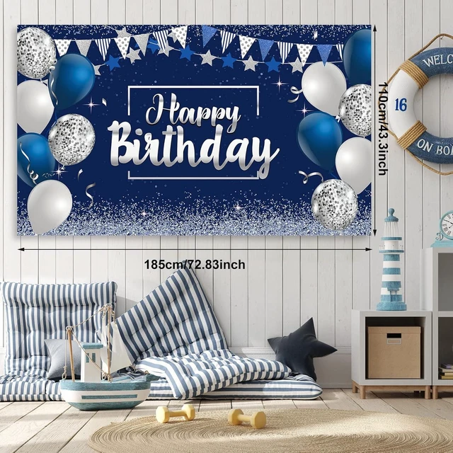 Alt view image 11 of 14 - Tatuo Navy Blue Birthday Confetti Balloons Kit Set Photography Backdrop Banner Package for Boys Girls Men Women Birthday Party Decorations Supplies(Navy Blue and Silver)