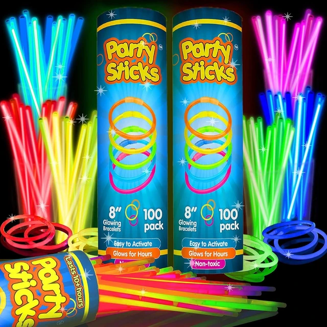 Alt view image 7 of 12 - Glow Sticks Bulk Neon Party Supplies - 200 8 Neon Party Glow Sticks w/ Connectors for Glow Necklaces and Glow Bracelets Glow in the Dark Party Supplies