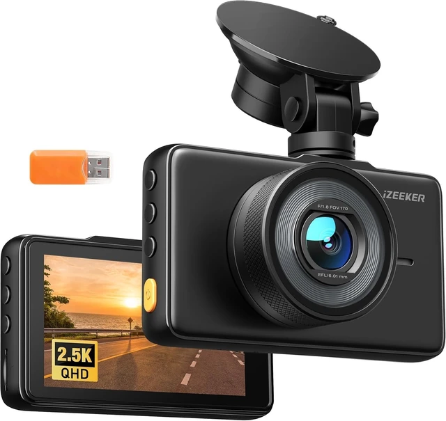 Alt view image 7 of 12 - iZEEKER 2.5K Dash Cam Front, 1440P QHD Car Camera with 3" IPS Display | Night Vision, WDR, 170°Wide Angle, Loop Recording, G-Sensor Emergency Recording, 24H Parking Mode, Type C, Easy Install