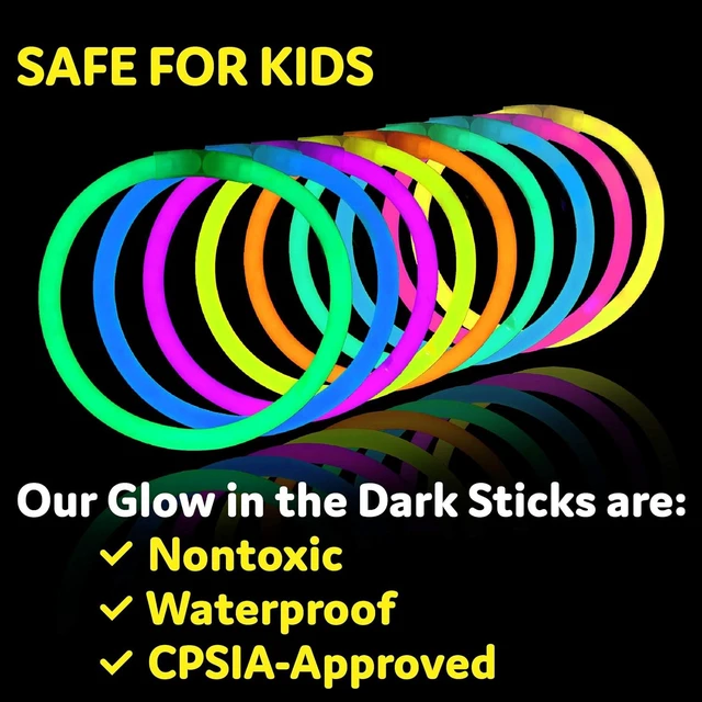 Alt view image 12 of 12 - Glow Sticks Bulk Neon Party Supplies - 200 8 Neon Party Glow Sticks w/ Connectors for Glow Necklaces and Glow Bracelets Glow in the Dark Party Supplies