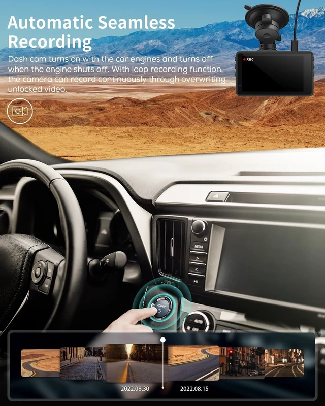 Alt view image 10 of 12 - iZEEKER 2.5K Dash Cam Front, 1440P QHD Car Camera with 3" IPS Display | Night Vision, WDR, 170°Wide Angle, Loop Recording, G-Sensor Emergency Recording, 24H Parking Mode, Type C, Easy Install