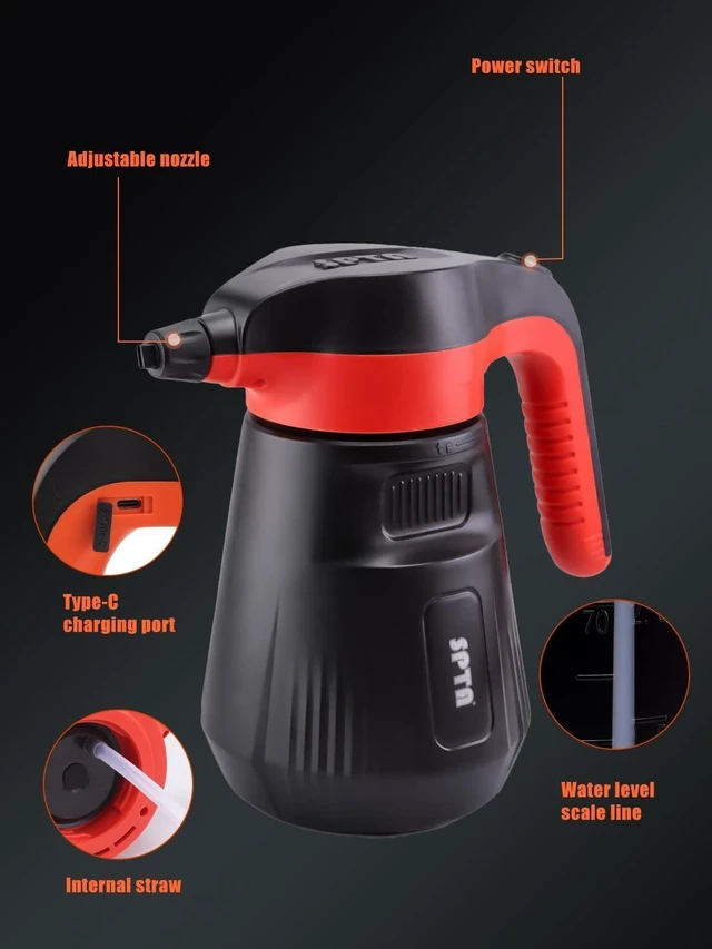 Alt view image 9 of 14 - SPTA Pressure Foam Sprayer, 2.25L/76 oz Electric Pressurized Soap Sprayer Car Foam Sprayer, Cordless Pump Sprayer, Car Wash Pressure Washer Foamer with 500ML Shampoo for Detailing