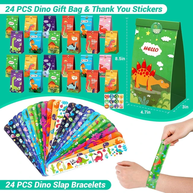 Alt view image 9 of 12 - INNOCHEER Dinosaur Party Favors, Dinosaur Birthday Decorations 24 Pack Dinosaur Party Supplies Dinosaur Party Decorations, Dinosaur Goodie Bags for Birthday Party Favors for Kids 3-5 4-8 8-12 Dino