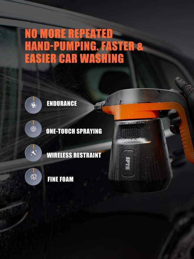 Alt view image 14 of 14 - SPTA Pressure Foam Sprayer, 2.25L/76 oz Electric Pressurized Soap Sprayer Car Foam Sprayer, Cordless Pump Sprayer, Car Wash Pressure Washer Foamer with 500ML Shampoo for Detailing