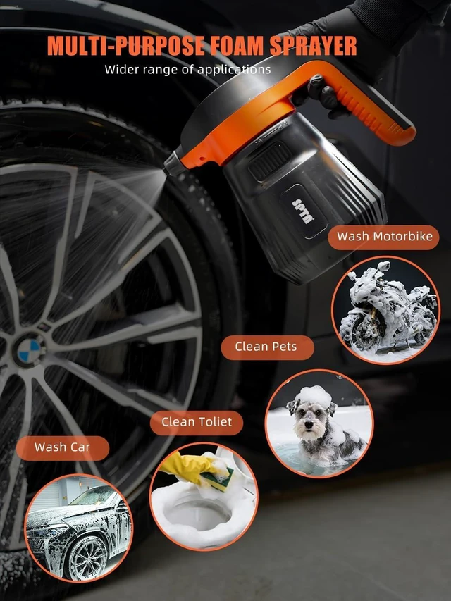 Alt view image 13 of 14 - SPTA Pressure Foam Sprayer, 2.25L/76 oz Electric Pressurized Soap Sprayer Car Foam Sprayer, Cordless Pump Sprayer, Car Wash Pressure Washer Foamer with 500ML Shampoo for Detailing