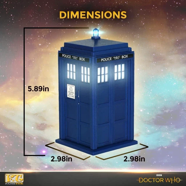 Alt view image 9 of 14 - FAMETEK Doctor Who Tardis Bluetooth Speaker. Plays Music, Lights Up, Detailed Tardis Sounds Effects | Best Doctor Who Gifts. Doctor Who Collectibles