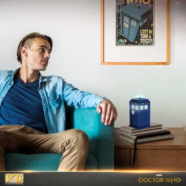 Alt view image 12 of 14 - FAMETEK Doctor Who Tardis Bluetooth Speaker. Plays Music, Lights Up, Detailed Tardis Sounds Effects | Best Doctor Who Gifts. Doctor Who Collectibles