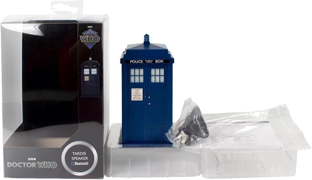Alt view image 14 of 14 - FAMETEK Doctor Who Tardis Bluetooth Speaker. Plays Music, Lights Up, Detailed Tardis Sounds Effects | Best Doctor Who Gifts. Doctor Who Collectibles