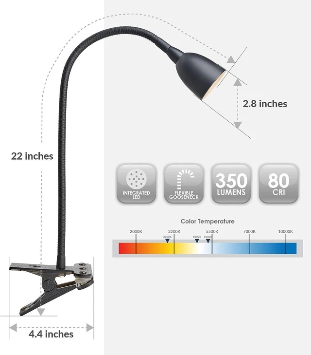 Alt view image 11 of 14 - Newhouse Lighting NHCLP-OL-BK Olivia Dimmable and Color Temperature Changing Clamp Light Desk Lamp Black