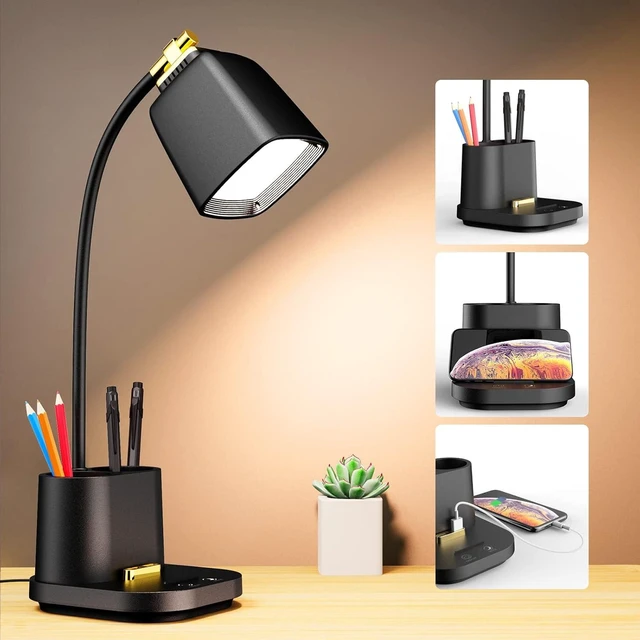 Alt view image 8 of 14 - LED Desk Lamp with USB Charging Port Touch Control 3 Color Modes, Stepless Dimming,Eye-Caring LED Table Lamp for Home,Office,Bedroom,Reading,Work,Study,Gooseneck Lamp, 5V, 2.4A