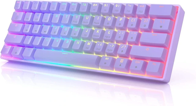 Alt view image 7 of 12 - HK GAMING GK61s Mechanical Gaming Keyboard - 61 Keys Multi Color RGB Illuminated LED Backlit Wired Programmable for PC/Mac Gamer (Gateron Mechanical Yellow, Lavender)