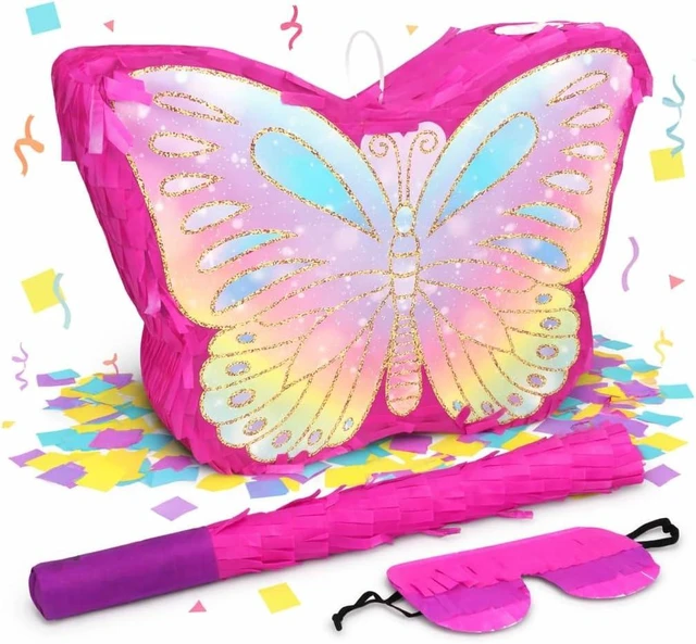 Alt view image 5 of 8 - Butterfly Pinata Party Game Set |Colorful Birthday Party Decoration with Stick & Blindfold, Spring Theme Party Supplies for Girls Celebration (16 x 12.6 x 4.2 in)