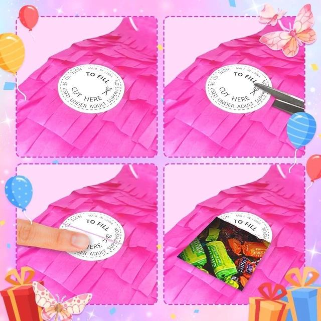 Alt view image 7 of 8 - Butterfly Pinata Party Game Set |Colorful Birthday Party Decoration with Stick & Blindfold, Spring Theme Party Supplies for Girls Celebration (16 x 12.6 x 4.2 in)