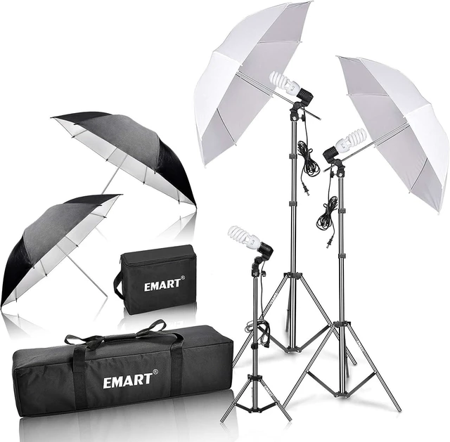 Alt view image 8 of 14 - EMART Umbrella Photography Lighting Kit, 200/700W Bulbs, Soft Light Continuous Photographic Reflector Set for Portrait Studio Video Recording, Filming, Podcast