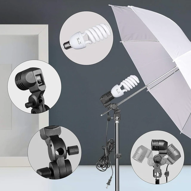 Alt view image 9 of 14 - EMART Umbrella Photography Lighting Kit, 200/700W Bulbs, Soft Light Continuous Photographic Reflector Set for Portrait Studio Video Recording, Filming, Podcast