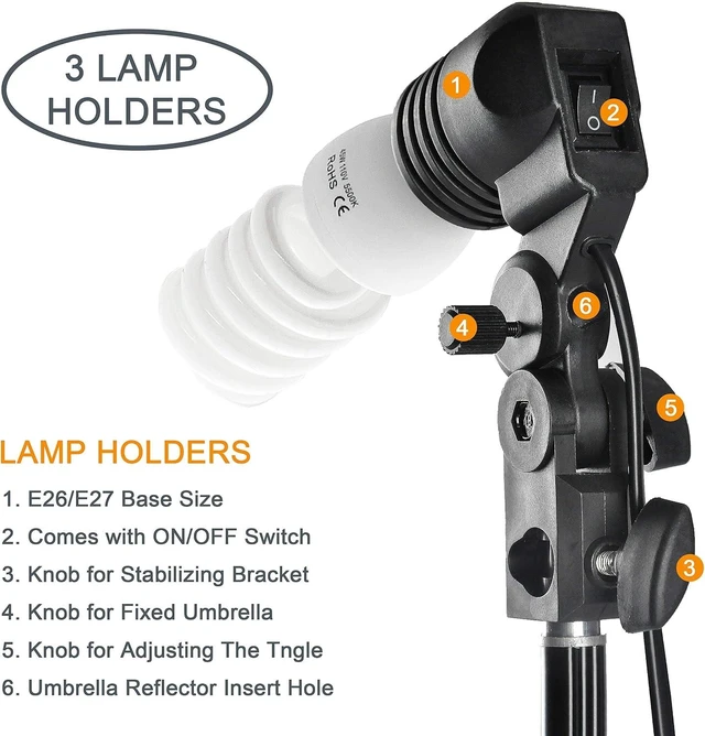 Alt view image 10 of 14 - EMART Umbrella Photography Lighting Kit, 200/700W Bulbs, Soft Light Continuous Photographic Reflector Set for Portrait Studio Video Recording, Filming, Podcast
