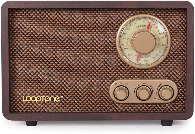 Alt view image 8 of 14 - LoopTone FM AM Radio Retro Wood Radio with Bluetooth Play Mp3 and Antenna Built in Speaker for Kitchen Living Room Coffee