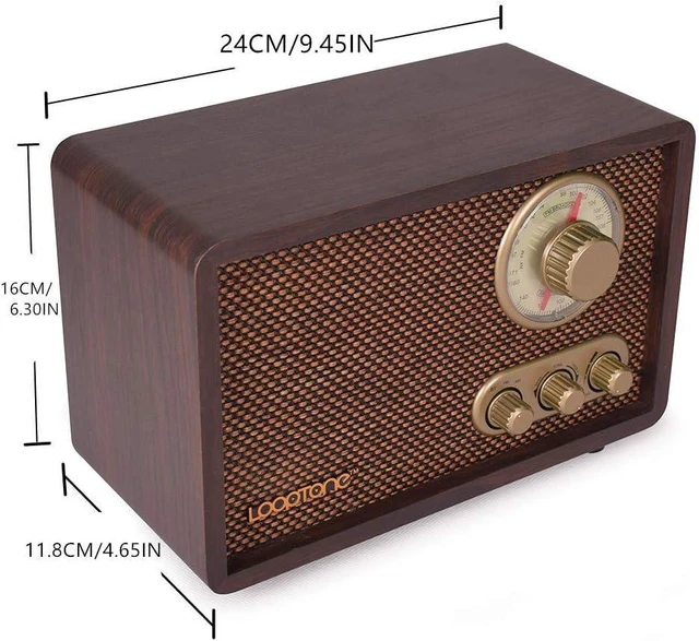 Alt view image 12 of 14 - LoopTone FM AM Radio Retro Wood Radio with Bluetooth Play Mp3 and Antenna Built in Speaker for Kitchen Living Room Coffee