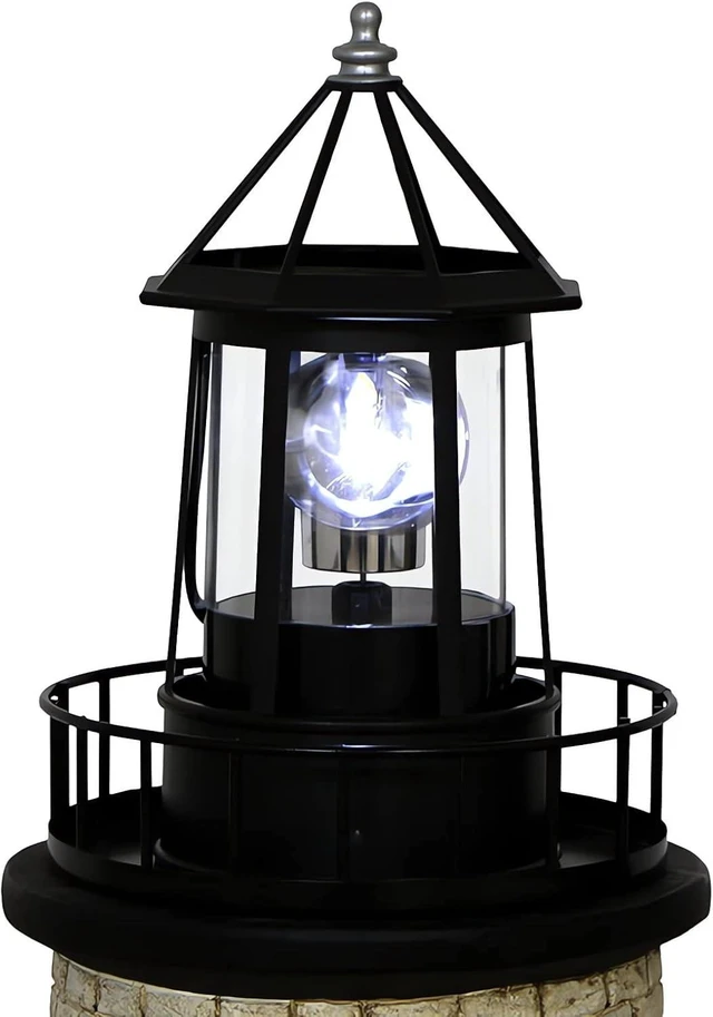 Alt view image 8 of 14 - Solar Lighthouse Rotating Light - 360 Degree Light Houses Lamp For Yard, IP65 Waterproof Durable Lighthouse Lamps Towers Statue Lights For Outdoor Garden Pathway Patio (Black -Large - Style B)