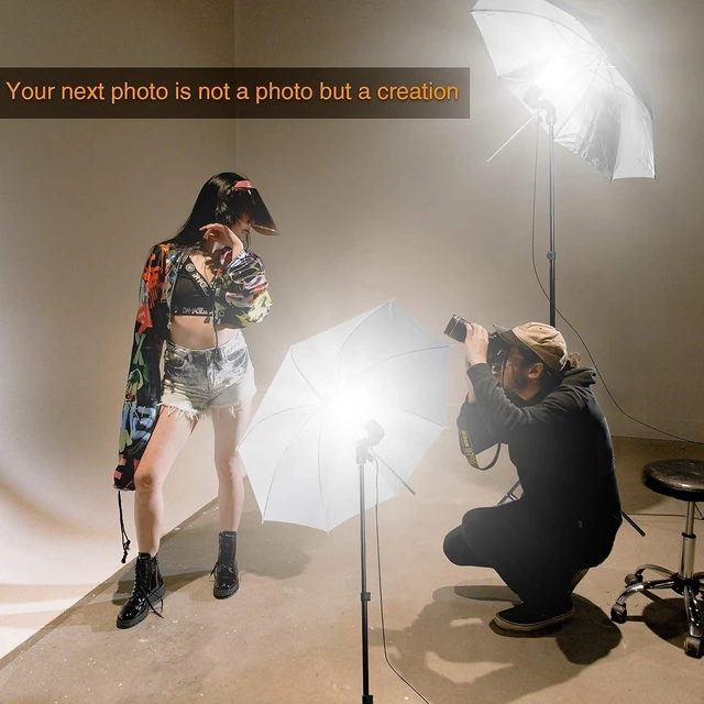 Alt view image 13 of 14 - EMART Umbrella Photography Lighting Kit, 200/700W Bulbs, Soft Light Continuous Photographic Reflector Set for Portrait Studio Video Recording, Filming, Podcast