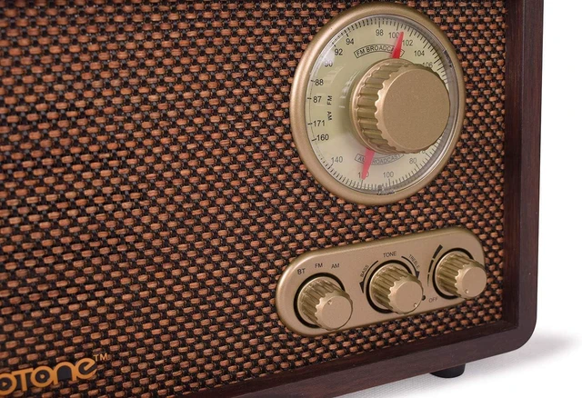 Alt view image 13 of 14 - LoopTone FM AM Radio Retro Wood Radio with Bluetooth Play Mp3 and Antenna Built in Speaker for Kitchen Living Room Coffee