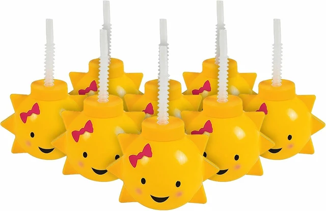Alt view image 5 of 8 - Fun Express 8 Pieces You Are My Sunshine Cups with Straws, Holds 16 oz, BPA Free Plastic, Birthday Party Supplies, Yellow