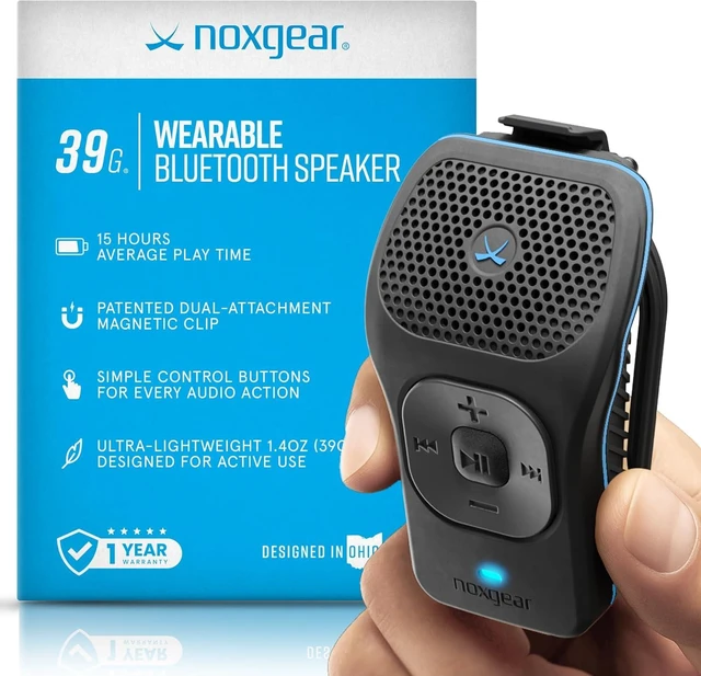 Alt view image 8 of 14 - noxgear 39g Wearable Bluetooth Speaker, Magnetic Mini Clip-On EDC Gear, Waterproof Up to 15 Hours Playtime | Clip On Speaker, Wearable Speaker with Microphone, 100ft Range