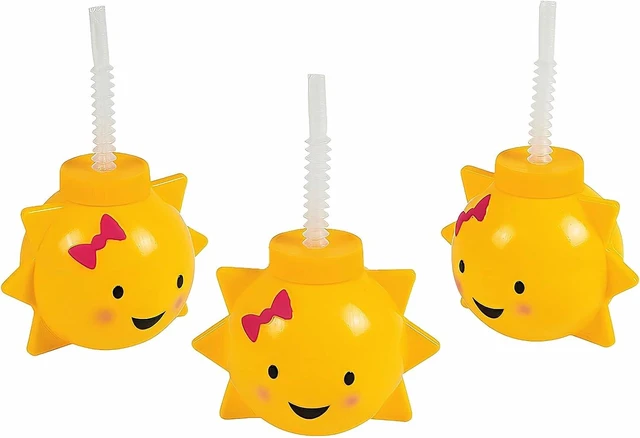 Alt view image 7 of 8 - Fun Express 8 Pieces You Are My Sunshine Cups with Straws, Holds 16 oz, BPA Free Plastic, Birthday Party Supplies, Yellow