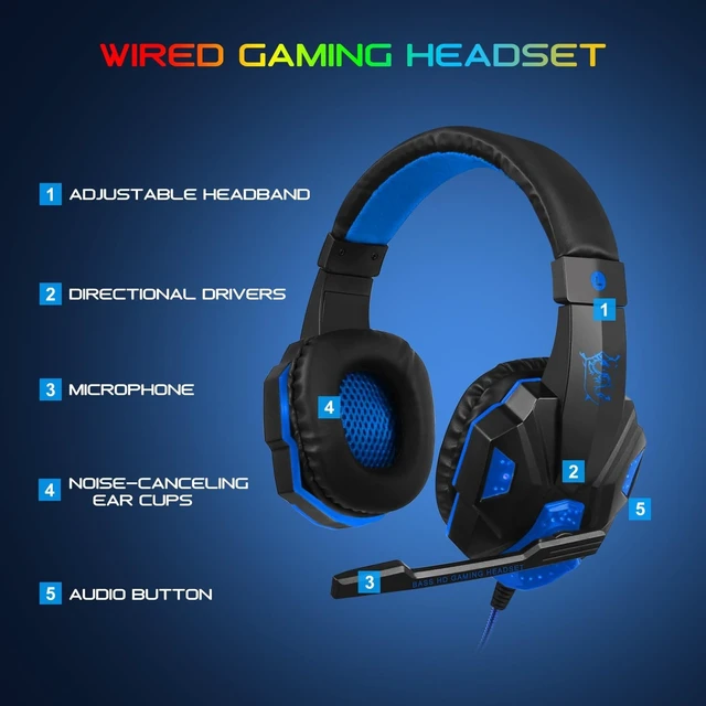 Alt view image 13 of 14 - BlueFinger Backlit Gaming Keyboard, Mouse and LED Headset Combo - USB Wired 3 Color Crack Backlit, Blue LED Light Headset - Set for Work and Game