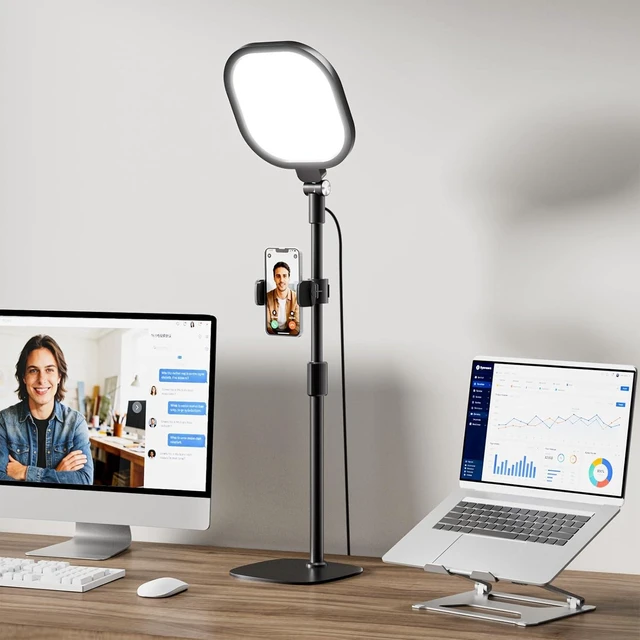 Alt view image 8 of 14 - LitONES Video Conference Lighting for Zoom Meeting, Ring Light for Desk with Flexible Stand, 30 Light Modes Ring Light for Computer, Video Lights & Memory Func for Video Calls, Live Stream, Webcam