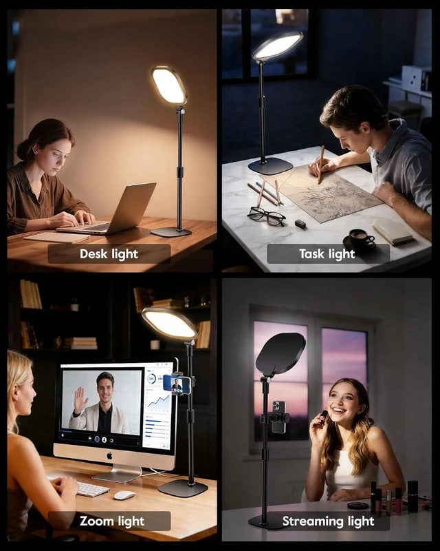 Alt view image 10 of 14 - LitONES Video Conference Lighting for Zoom Meeting, Ring Light for Desk with Flexible Stand, 30 Light Modes Ring Light for Computer, Video Lights & Memory Func for Video Calls, Live Stream, Webcam